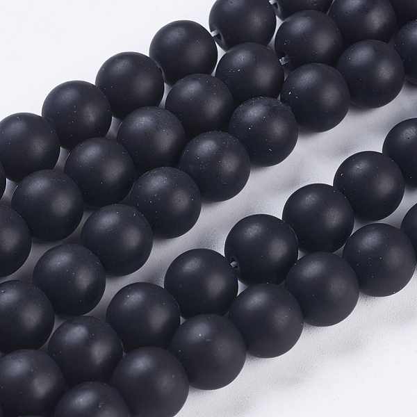

PandaHall Synthetic Black Stone Bead Strands, Frosted, Round, 10~11mm, Hole: 1mm, about 37~40pcs/strand, 14.9~15.1 inch(38~38.5cm) Black...