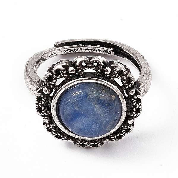 

PandaHall Flower Natural Kyanite Adjustable Rings, Antique Silver Tone Brass Finger Rings for Women, 2.5mm, Inner Diameter: US Size 7 1/4...