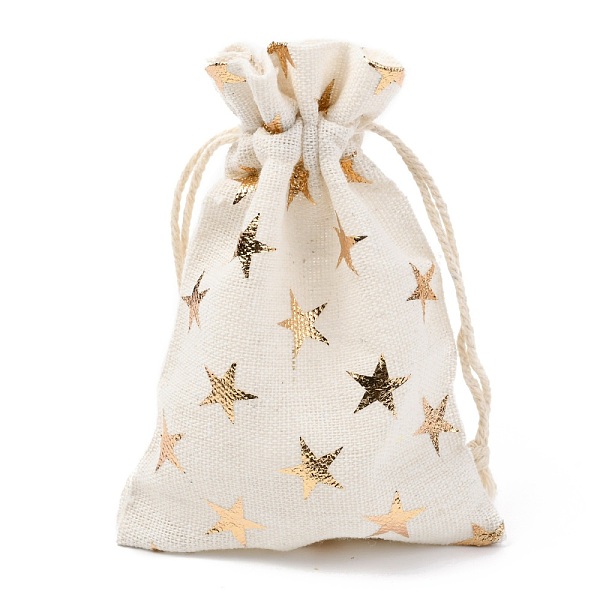 

PandaHall Christmas Theme Cotton Fabric Cloth Bag, Drawstring Bags, for Christmas Party Snack Gift Ornaments, Star Pattern, 14x10cm Cloth
