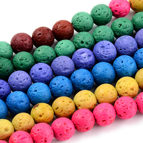 

PandaHall Synthetic Lava Rock Beads Strands, Dyed, Round, Mixed Color, 10mm, Hole: 1mm, about 39pcs/strand, 14.96 inch(38cm) Lava Rock Round..., Multicolor