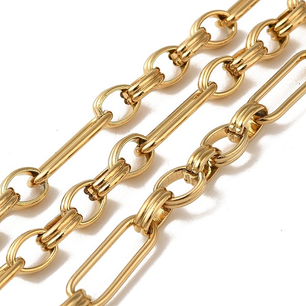 

PandaHall Ion Plating(IP) 304 Stainless Steel Rectangle Link Chains, Unwelded, with Spool, Real 18K Gold Plated, 5.5x6x2.5mm, 10m/roll 304...