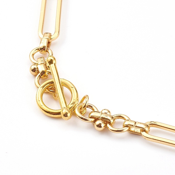 

PandaHall Brass Link Chain Necklaces, with Toggle Clasps, Real 18K Gold Plated, 18.30 inch(46.5cm) Brass