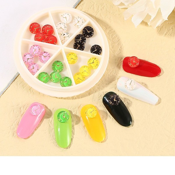

PandaHall Resin Nail Cabochons with 6 Grid Disc, for Nail Art Decoration Accessories, Clock, Mixed Color, 28mm, 6 colors, 5pcs/color..., Multicolor