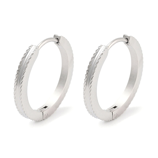 

PandaHall 304 Stainless Steel Textured Huggie Hoop Earrings for Women, with 316 Surgical Stainless Steel Ear Pins, Stainless Steel Color...