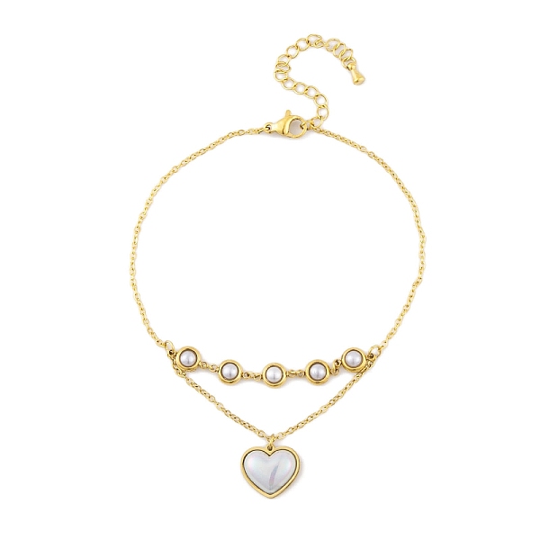 

PandaHall Ion Plating(IP) 304 Stainless Steel Anklets, with Plastic Beads, Golden, 8-1/4 inch(21cm) Stainless Steel