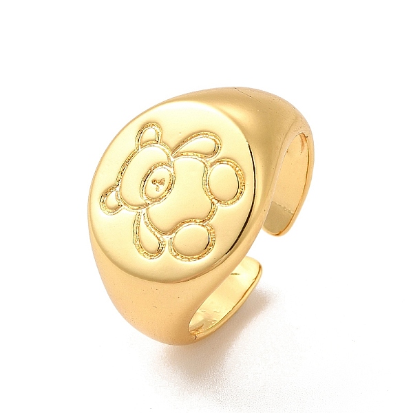 

PandaHall Rack Plating Brass Bear Open Cuff Rings, Wide Band Ring for Women, Long-Lasting Plated, Cadmium Free & Lead Free, Real 18K Gold...
