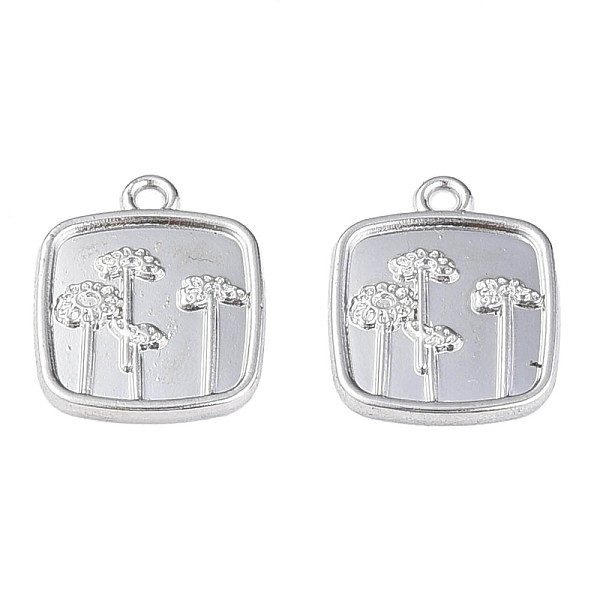 

PandaHall Rack Plating Alloy Pendant, Cadmium Free & Lead Free, Square with Flower, Platinum, 19x15x2mm, Hole: 1.8mm Alloy Square