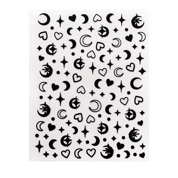 

PandaHall Nail Art Stickers Decals, Self Adhesive, for Nail Tips Decorations, Star & Moon & Heart, Black, 10.1x7.9x0.04cm Paper Star Black