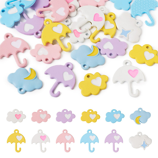 

PandaHall 24Pcs 12 Style Spray Painted Alloy Pendants, Cloud & Umbrella, Mixed Color, 10~17.7x14~15.5x1.3~1.8mm, Hole: 1.3~1.5mm..., Multicolor