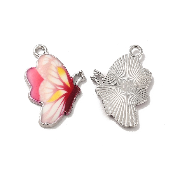

PandaHall Alloy Enamel Pendants, Platinum, Butterfly Charm, Colorful, 24x16.5x2mm, Hole: 2mm Alloy+Enamel Butterfly Pink