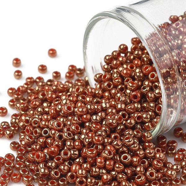 

PandaHall TOHO Round Seed Beads, Japanese Seed Beads, (1707) Gilded Marble Orange, 11/0, 2.2mm, Hole: 0.8mm, about 50000pcs/pound Glass...