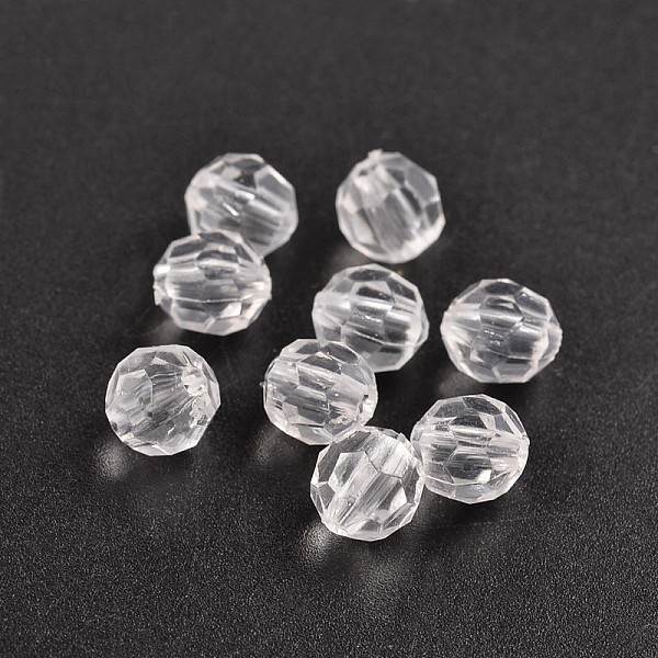 

PandaHall Transparent Acrylic Beads, Clear Faceted Round, Clear, 8mm, Hole: 1.5mm, about 1800pcs/500g Acrylic Round Clear