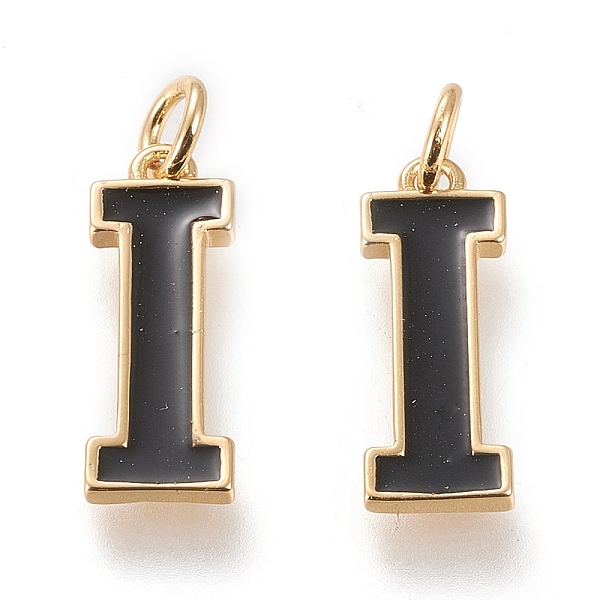 

PandaHall Brass Enamel Pendants, with Jump Ring, Long-Lasting Plated, Real 18K Gold Plated, Letter.I, Black, Letter.I, I: 18x6.5x1.8mm, Jump...