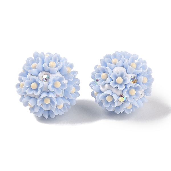 

PandaHall Handmade Polymer Clay Rhinestone Beads, with Acrylic, Round with Flower, Light Sky Blue, 20~21mm, Hole: 2mm Polymer Clay+Acrylic...