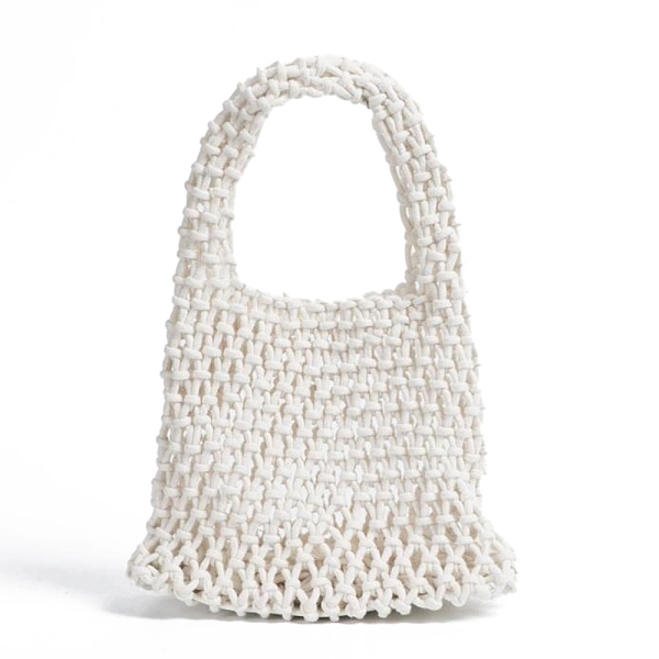 

PandaHall Woven Cotton Handbags, Women's Net Bags, Shoulder Bags, White, 30x21x8cm Cloth Rectangle White