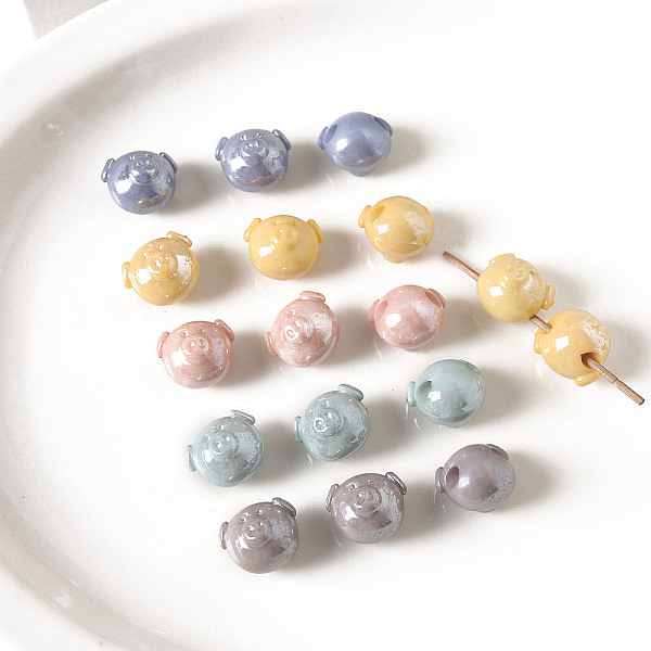 

PandaHall Opaque Acrylic European Beads, Pig, Mixed Color, 15x18x14.4mm, Hole: 4mm, 260pcs/500g Acrylic Pig Multicolor