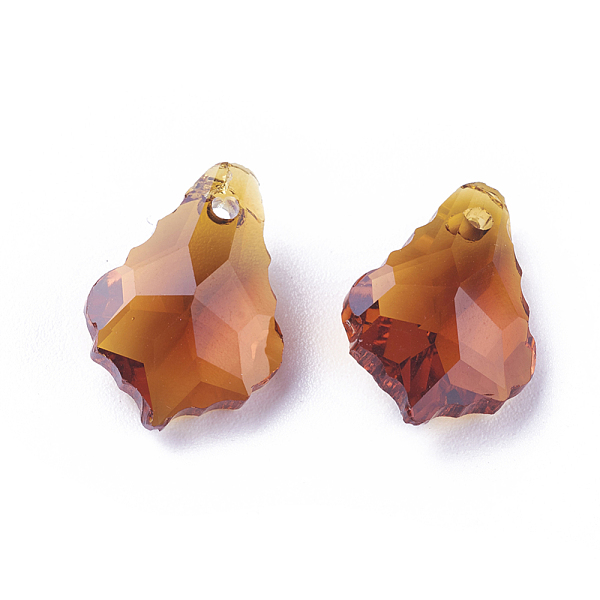 

PandaHall Faceted Glass Pendants, Leaf, Sienna, 16x11x6mm, Hole: 1.5mm Glass Leaf Brown