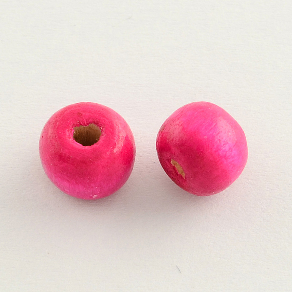 

PandaHall Dyed Natural Wood Beads, Round, Lead Free, Deep Pink, 10x9mm, Hole: 3mm, about 3000pcs/1000g Maple Wood Round Pink