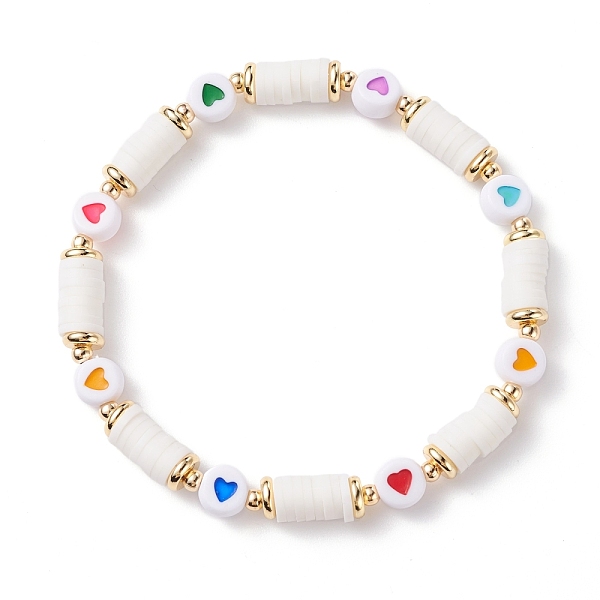 

PandaHall Heart Pattern Heishi Beads Stretch Bracelet for Women, Acrylic & Polymer Clay Beads Bracelet, Colorful, Inner Diameter: 2-1/4 inch...