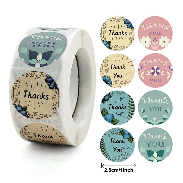 

PandaHall Thank You Theme Self Adhesive Paper Stickers, Colourful Roll Sticker Labels, Gift Tag Stickers, Word, 2.5x0.1cm, 500pc/roll Paper...