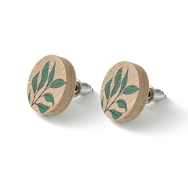 

PandaHall Poplar Wood Stud Earrings, with 316 Surgical Stainless Steel Pin, Flat Round, 15mm Wood Flat Round Green