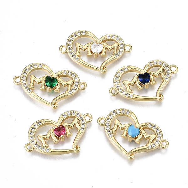 

PandaHall Real 16K Gold Plated Brass Micro Pave Cubic Zirconia Links Connectors, for Mother's Day, Cadmium Free & Nickel Free & Lead Free..., Multicolor