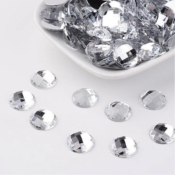 

PandaHall Acrylic Rhinestone Cabochons, Flat Back, Faceted, Half Round, Clear, 14x5mm, about 500pcs/bag Acrylic Rhinestone Half Round Clear