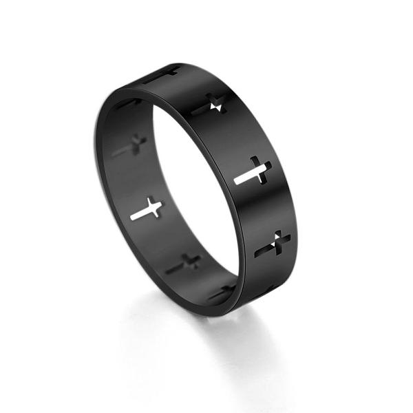 

PandaHall Stainless Steel Cross Finger Ring, Hollow Ring for Men Women, Electrophoresis Black, US Size 11(20.6mm) Stainless Steel