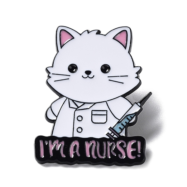 

PandaHall Medical Theme Cartoon Enamel Pins, Black Zinc Alloy Brooches, Cat Shape, 30x24.5x1mm Alloy+Enamel Cat Shape White