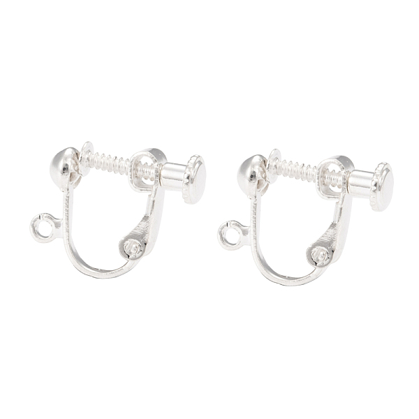 

PandaHall Brass Screw On Clip-on Earring Findings, Spiral Ear Clip, For Non-Pierced Ears, Silver Color Plated, 18x14x3mm, Hole: 1.6mm Brass