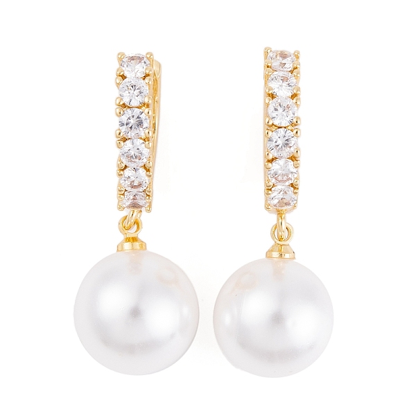 

PandaHall Rack Plating Brass Clear Cubic Zirconia ABS Pearl Earrings, Cadmium Free & Lead Free, Long-Lasting Plated, Round, Hoop Earrings..., White