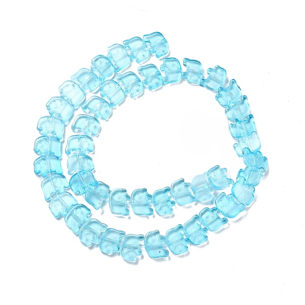 

PandaHall Transparent Glass Beads Strands, Elephant, Deep Sky Blue, 10x12x3mm, Hole: 1mm, about 45~48pcs/strand, 17.32 inch(44cm) Glass...