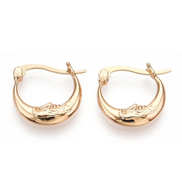 

PandaHall Brass Hoop Earrings, Crescent Moon Earrings, Light Gold, 18x22x3mm, Pin: 2x1mm Brass Moon