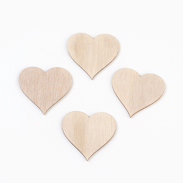 

PandaHall Wood Cabochons, Laser Cut Wood Shapes, Heart, BurlyWood, 49~49.5x52x2.5mm Wood Heart Orange