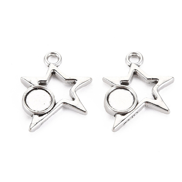 

PandaHall Tibetan Style Alloy Pendant Cabochon Settings, Cadmium Free & Lead Free, Hollow Star, Antique Silver, Tray: 5mm, 19x15x2mm, Hole...