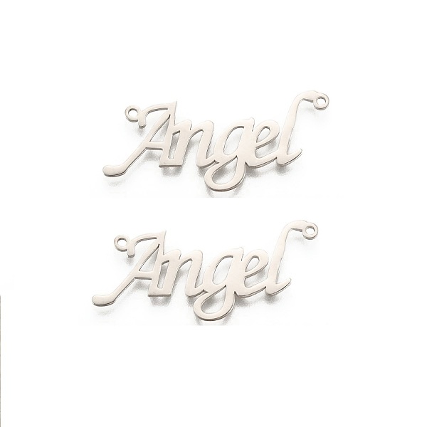 

PandaHall 304 Stainless Steel Pendants, Word Angel, Stainless Steel Color, 12x28x1mm, Hole: 1mm 304 Stainless Steel Word