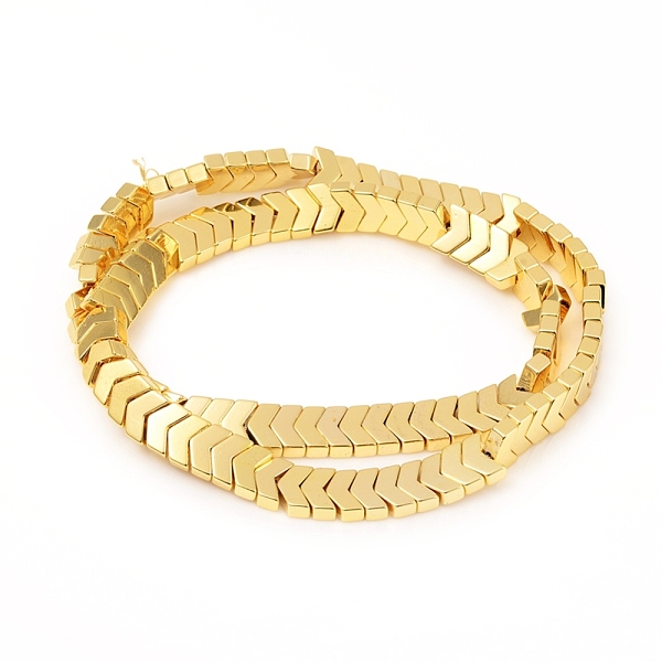 

PandaHall Electroplated Non-magnetic Synthetic Hematite Beads Strands, Arrow, Golden Plated, 5.5x8x3mm, Hole: 1mm, about 114pcs/Strand...