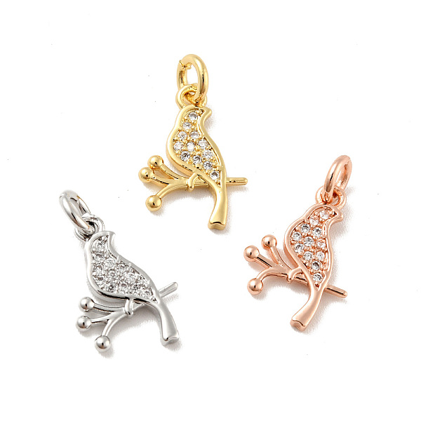 

PandaHall Bird Brass Micro Pave Clear Cubic Zirconia Pendants, with Jump Rings, Cadmium Free & Lead Free, Mixed Color, 15x10.5x1.6mm, Hole...