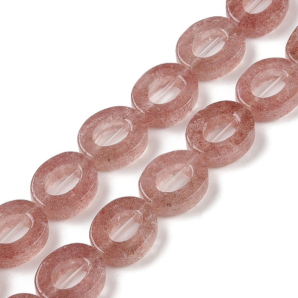

PandaHall Natural Strawberry Quartz Beads Strands, Hollow Flat Oval, Number Zero Beads, 12x10x3.5~4mm, Hole: 1.2mm, about 20pcs/strand...
