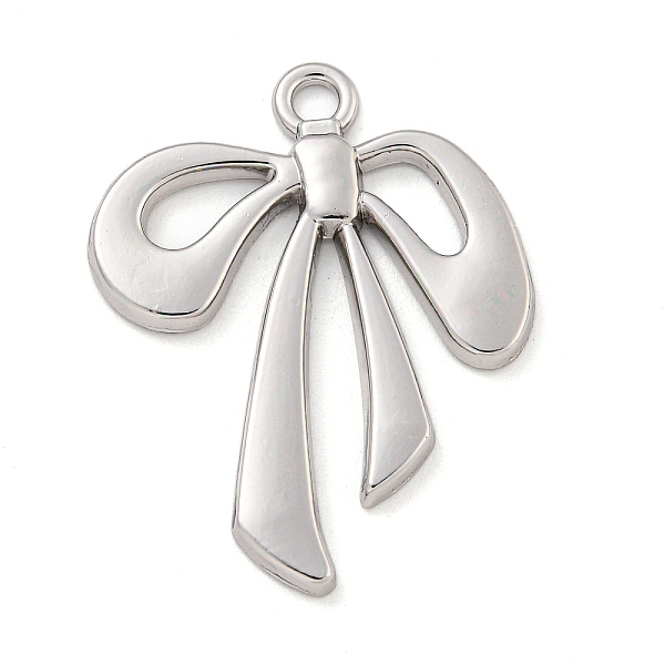 

PandaHall Rack Plating Alloy Pendants, Bowknot Charms, Platinum, 33x26x2mm, Hole: 2.5mm Alloy Bowknot