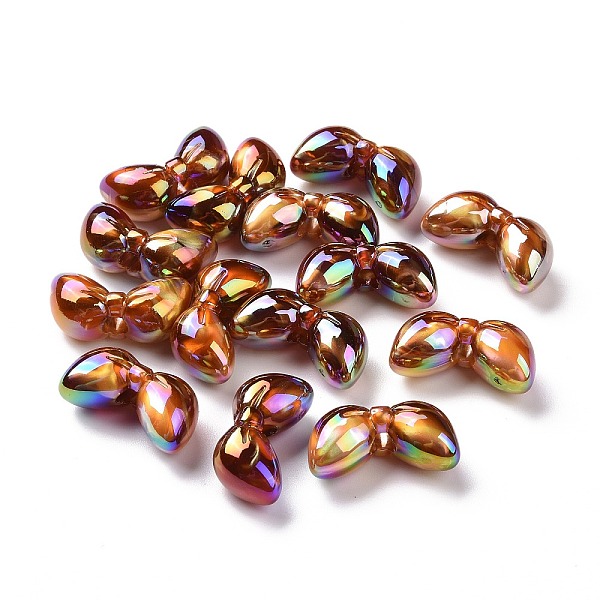 

PandaHall UV Plating Rainbow Iridescent Acrylic Beads, with Gold Foil, Bowknot, Sienna, 29x14.9x12mm, Hole: 5mm Acrylic Bowknot Brown