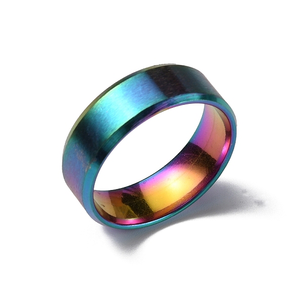 

PandaHall Titanium Steel Wide Band Finger Rings for Women Men, Plain Band Rings, Rainbow Color, 8mm, Inner Diameter: US Size 13 1/4(22.4mm)...