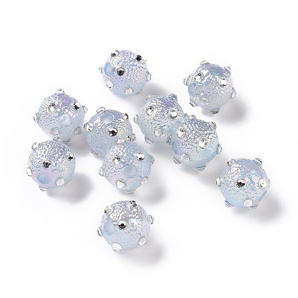 

PandaHall UV Plating Rainbow Iridescent Textured Acrylic Bumpy Beads, with Clear Acrylic Rhinestone, Round, Light Steel Blue, 17x14x13.5mm...