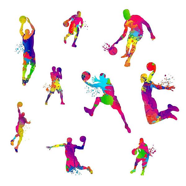 

PandaHall SUPERDANT 9PCS Basketball Player Dunk Wall Stickers Watercolor Sports Player Silhouette Decals Peel Stick Wall Decor Art Murals...