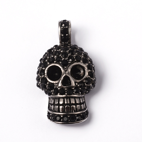 

PandaHall 316 Surgical Stainless Steel Rhinestone Pendants, Halloween Skull, Antique Silver, 36x19.5x10mm, Hole: 7x5mm Stainless..., Black