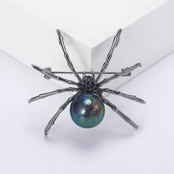 

PandaHall Spider with Plastic Pearl Pins, Alloy Brooches for Girl Women Gift, Gunmetal, 49x40mm Alloy Spider