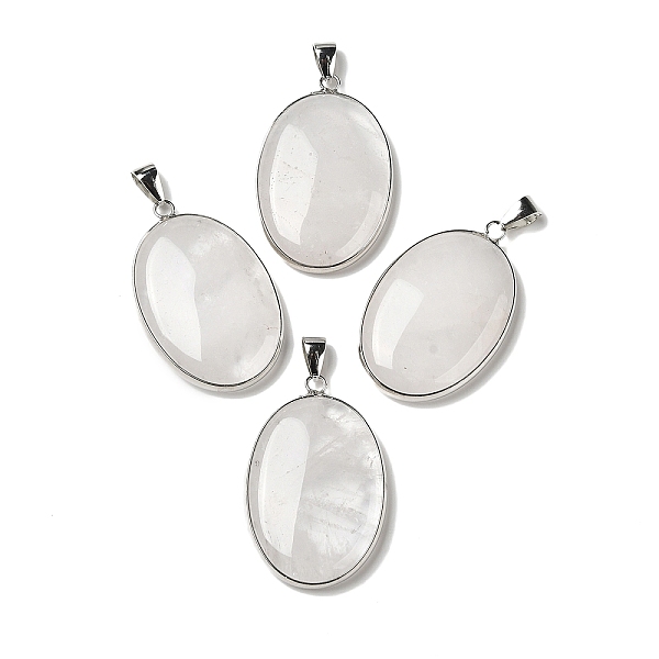 

PandaHall Natural Quartz Crystal Pendants, Rock Crystal Pendants, Oval Charms with Platinum Plated Metal Findings, 39.5x26x6mm, Hole...