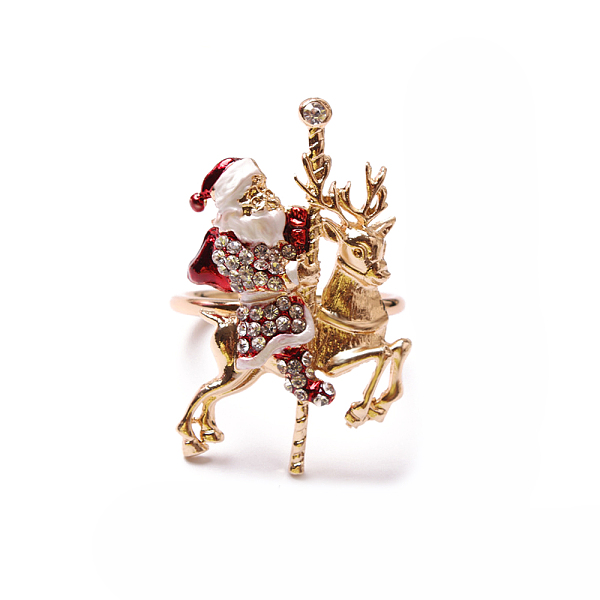 

PandaHall Christmas Alloy Rhinestone Napkin Rings, with Enamel, Napkin Holder Adornment, Restaurant Daily Accessories, Santa Claus, 58x40mm...