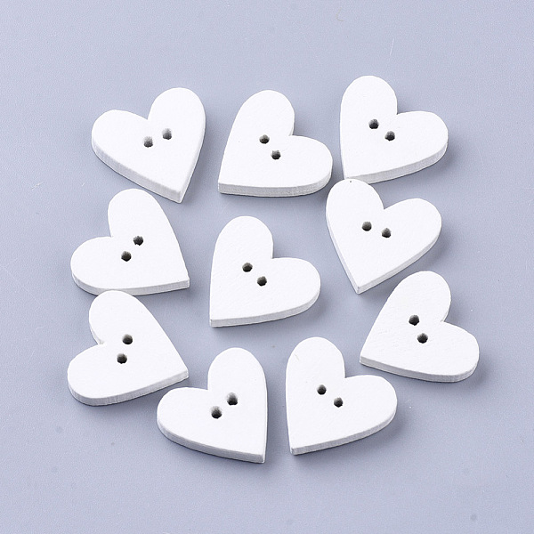 

PandaHall 2-Hole Spray Painted Wooden Buttons, Heart, White, 18.5x19x4mm, Hole: 1.5mm Wood Heart White
