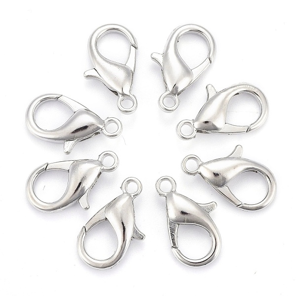 

PandaHall Zinc Alloy Lobster Claw Clasps, Parrot Trigger Clasps, Cadmium Free & Lead Free, Platinum, 16x8mm, Hole: 2mm Alloy Others